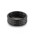 Anillo vintage de acero inoxidable negro con diseño de diamantes texturizados estilo punk - US 6 / Negro