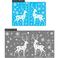White Christmas window stickers featuring reindeer and snowflakes, 20x30cm layout - BQ144