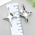 Antique silver star pendants in four-pointed shape with top hanging loop for DIY jewelry - Four-Pointed Star Cross (22343) / 1 Piece (34x22mm) / Antique Silver