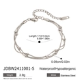 Three-layer silver stainless steel bead bracelet with lobster clasp and extension chain - Silver Three-Layer Beaded Style (JDBW2411001-S)