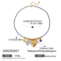 Waterproof gold stainless steel heart necklace with turquoise beads and blue woven cord - Blue Rope Gold Heart Shell Style (JDN0305007)