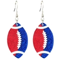 Orecchini da football americano glitterati in acrilico con blocchi rosso e blu - Glitter Bicolore Rosso e Blu - Gancio Argentato