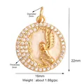 Golden angel moon pendant with micro-pave zircons and beige enamel finish detail - Angel Pendant-Gold