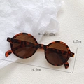 Detailed view of retro round tortoiseshell sunglasses with precise frame measurements - Tortoiseshell Dark Tea