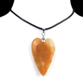Natural orange agate heart pendant necklace with black woven cord and silver clasp - Topaz