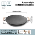 Maifan stone non-stick BBQ pan set with 36cm diameter and heat-resistant wood handles - 36cm Universal (Free Clip + Handle + Bag)