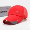 Red breathable mesh baseball cap with SportStyle print and grey extended brim detail - Red