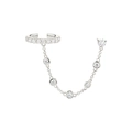 S925 silver needle chain ear cuff earrings with sparkling zircon gemstones for women - Silver White Zirconia Ear Cuff Chain (925 Sterling Silver Earring Post - Single Earring)