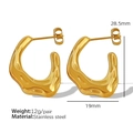 Polished 18k gold plated stainless steel chunky triangle hoop earrings 28.5mm - EH250 / Gold