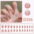 Rosa Ombre Kunstnägel mit 3D weißen Kamelienblüten und Perlenverzierungen - Kleber-Typ / Rosa Farbverlauf 3D Kamelie Stil (D356)