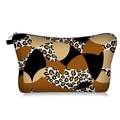 Detail view of makeup bag with leopard print geometric pattern and top zipper closure - Geometric Color Block Patchwork Leopard (030910)