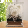 Elegant white grey black rose bear in a transparent gift box with a silver crown - Wedding Bear+40CM Box+Light / Black Gradient