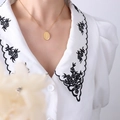 18k gold plated stainless steel necklace with oval floral engraved pendant on delicate chain - July Flower(P1144) / 40cm+5cm / Gold