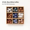 Christmas tree ornaments set 99pcs 3cm mini balls in assorted blue and gold finishes - Sf-106 Blue White And Brown