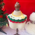 Bavoir de Noël au crochet pour animaux avec étoiles et pendentif Père Noël rouge - S / Bavoir à Trois Couches Étoile de Noël