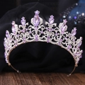 Eleganter silberner Barock-Braut-Tiara-Kronenbesatz mit lila und klaren Kristallen - Silber + Hellvioletter Strass
