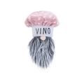 Funda de botella de vino de gnomo rosa con texto VINO y barba de piel sintética - 535C#Sombrero Rosa/VINO