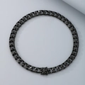 Gunmetal grey Cuban link chain necklace with secure fold-over clasp and metallic finish - Dragon Head Clasp (13mm Width) / 45cm / Black