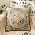Eleganter Gold-Jacquard-Kissenbezug mit Blumenmuster und Plüsch-Pompon-Quasten - 48x48cm Kissenbezug / Braun