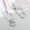 Cat shaped silver metal lobster clasp keychain hook with swivel ring for DIY jewelry making - Standing Cat (12843)