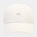 Detail of the high-quality mountain embroidery on the breathable cream baseball cap - Adjustable / Beige