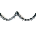 2M Green Christmas tinsel garland with white tips and silver bows for tree decor - Dark Green White Edge + 12 Silver Bows