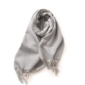 Soft grey solid color scarf with tassel trim made of warm cashmere-like fabric - No.8 Light Grey