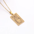 Golden Emperor tarot pendant necklace with rectangular stainless steel plaque on thin chain - The Emperor