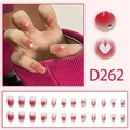 Long squoval press-on nails with pink blush gradient, heart patterns and rhinestones - Glue Type / Blush Gradient Heart Star Rhinestone Style (D262)