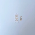 White paper wedding tag with gold thank you print and a small gold metal safety pin - Thank You Card + Pin