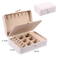 Pink portable PU leather jewelry box organizer with two layers and 16x11x5.5cm size - 16*11*5cm / White