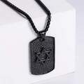 Collar para hombre con colgante de estrella hexagrama negra sobre pedestal blanco - Negro (Sin Cadena)