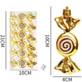 Set of 6 golden electroplated candy Christmas tree ornaments with glitter spirals - Set of 6 / Gold