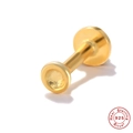 Polished S925 sterling silver flower cartilage stud earring with cubic zirconia diamond - Single Gold-Star Zircon