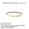Slim stainless steel ring featuring pink birthstone zirconias with 14K gold plating - US5 / October Light Rose-Gold Color