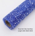 Dark blue snow point mesh roll for bouquet wrapping with white dots pattern, 50cm x 3.6m - 50cmx3.6m / Sapphire Blue