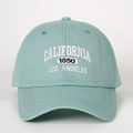 Adjustable mint green cotton baseball cap with white California embroidery on the front - Adjustable / Aqua Green