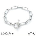 Bracciale a catena in acciaio inossidabile argento con chiusura OT lungo 200mm - Bracciale Argenteo (20cm)