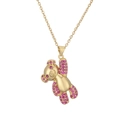 Collar con colgante de oso dorado y diamantes de imitación rosas para mujer - Rosa Rojo