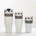 Three creamy white vacuum insulated stainless steel tumblers in 40oz, 30oz, and 20oz sizes - 30oz/900ML / Standard Lid Cream White