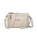 Sac bandoulière minimaliste en cuir PU blanc crème avec plusieurs compartiments - Blanc Cassé