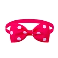 Magenta dog and cat bow tie with white polka dots made of grosgrain fabric - Rose Red White Polka Dot