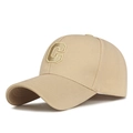 Beige baseball cap with embroidered letter C and pineapple textured fabric - Adjustable / Deep Beige