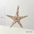 Champagne gold glitter star Christmas ornament, 25cm metal wire frame hanging decoration - 25cm / Champagne Gold