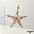 Champagne gold glitter star Christmas ornament, 25cm metal wire frame hanging decoration - 25cm / Champagne Gold