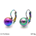 Rainbow stainless steel leverback earrings with ball charms, size 17x10mm and 9g weight - 10mm Rainbow Leverback Style