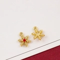 Golden snowflake pendants with red rhinestone for Christmas jewelry DIY earring making - 43# Gold Small Snowflake with Red Rhinestone