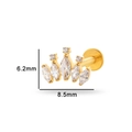 Golden crown labret stud with zircon stones, titanium body jewelry dimensions 6.2x8.5mm - Gold Crown (T2506-6# Gold)