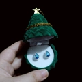 Pendientes de gota azul con cristales en un estuche de terciopelo de árbol de Navidad - Árbol de Navidad (Solo Caja)