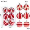 Set de 6 bolas de Navidad rojas y rosas con diseños de estrellas y rayas de 6 cm - Bola de Navidad de 6CM Estilo B (Pack de 6)